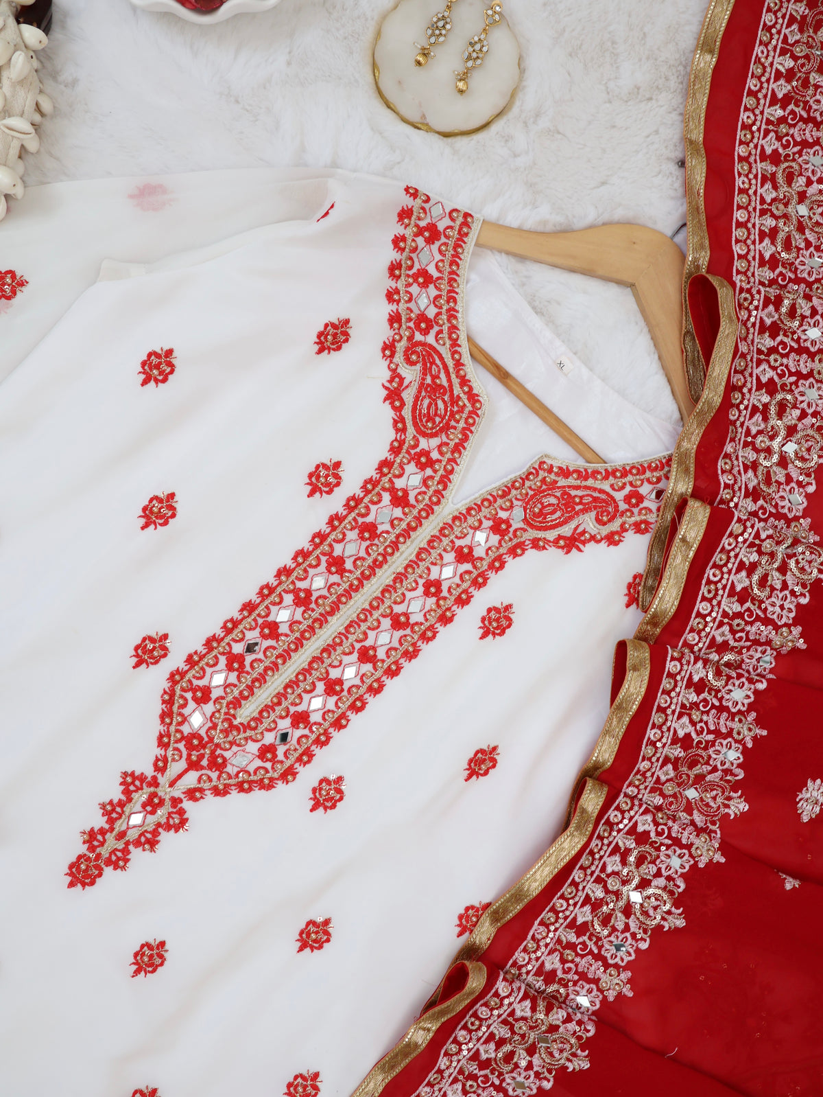 Heavy Mirror Work pakistani stitched set.