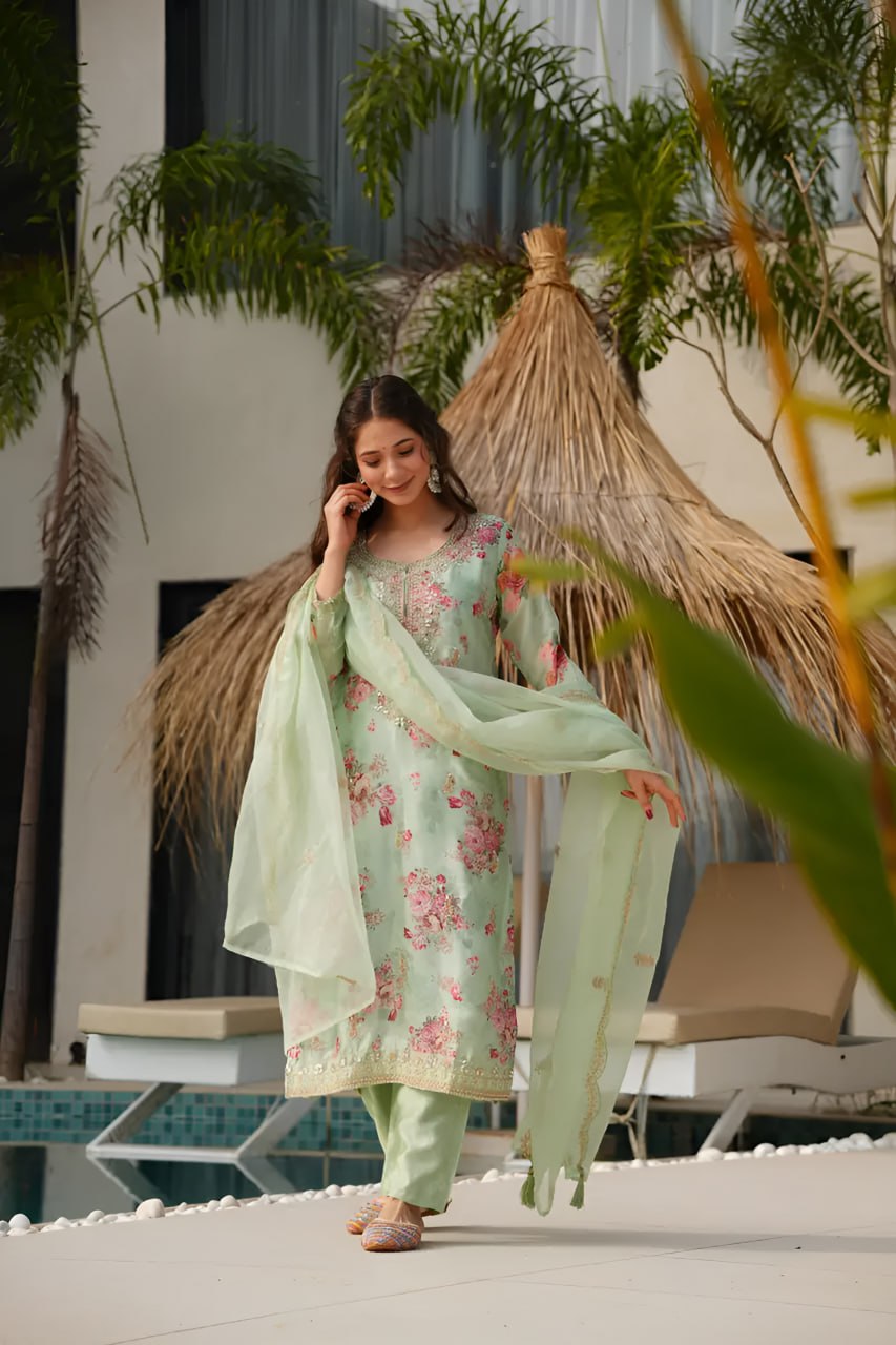 Floral Silk Stitched Suits