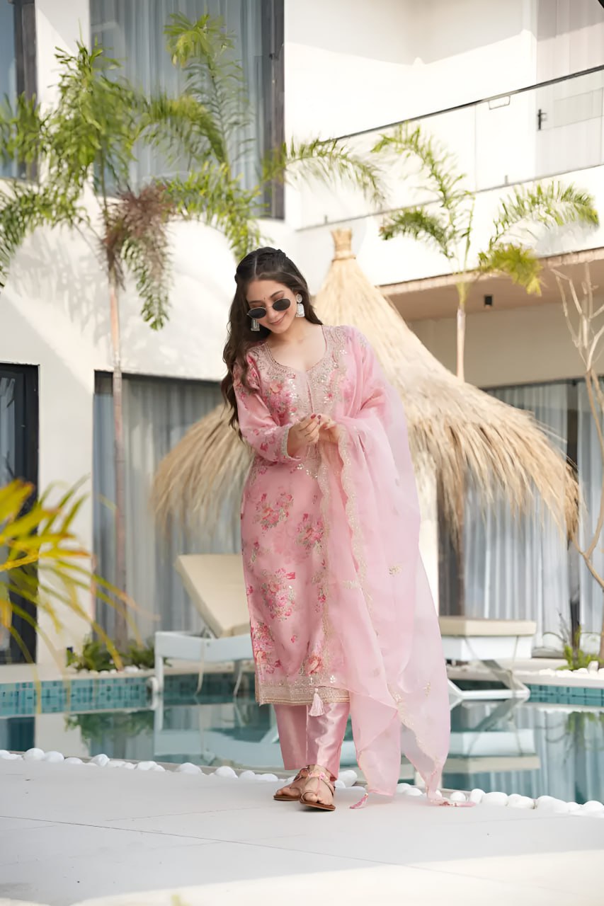 Floral Silk Stitched Suits