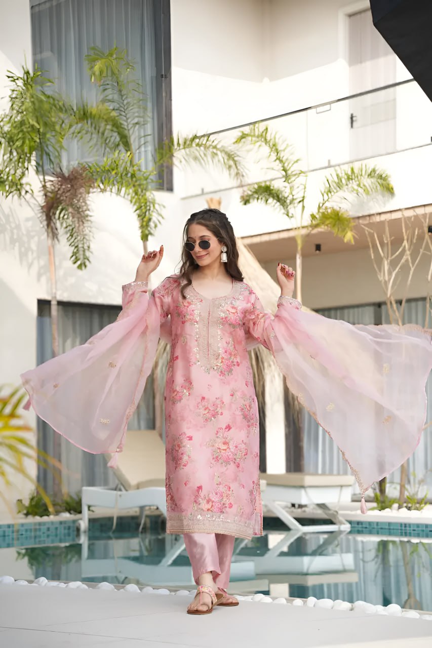 Floral Silk Stitched Suits