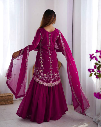 Awesome Sequins Georgette Sharara Suit With Dupatta - 2082