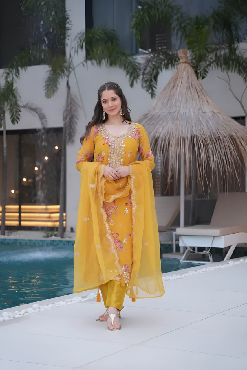 Floral Silk Stitched Suits