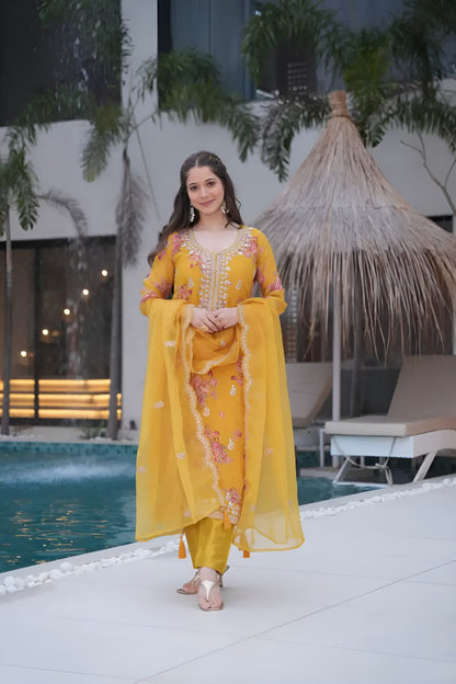 Floral Silk Stitched Suits