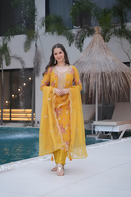 Floral Silk Stitched Suits