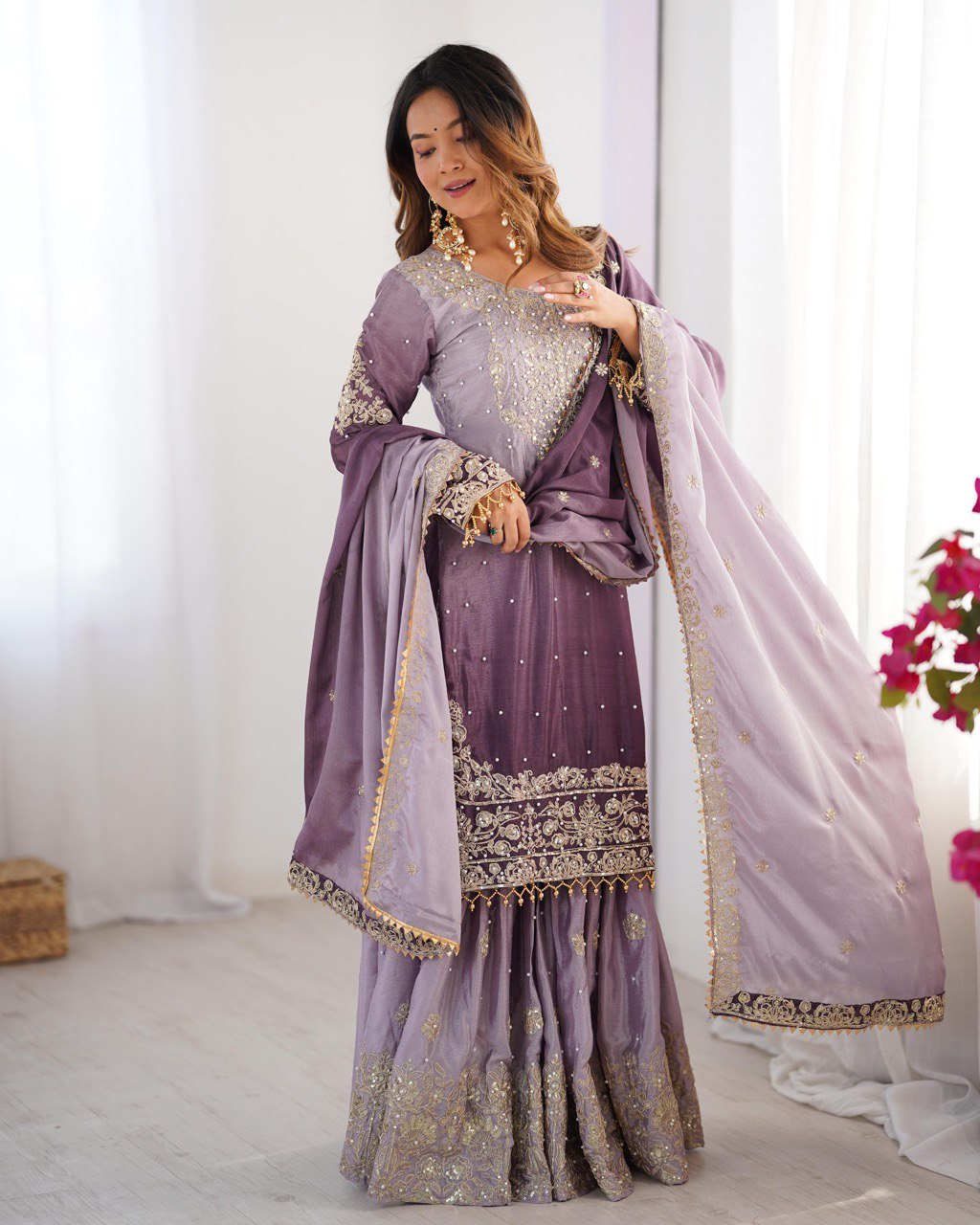 Ombre Levender Gharara suit