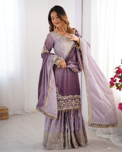Ombre Levender Gharara suit