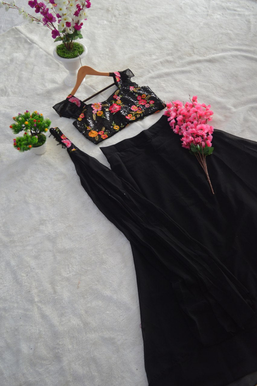Slay every celebration in this fully stitched Georgette Lehenga set - 13201