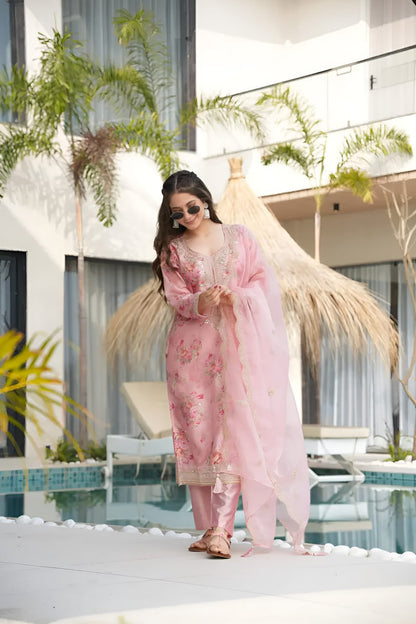 Floral Silk Stitched Suits