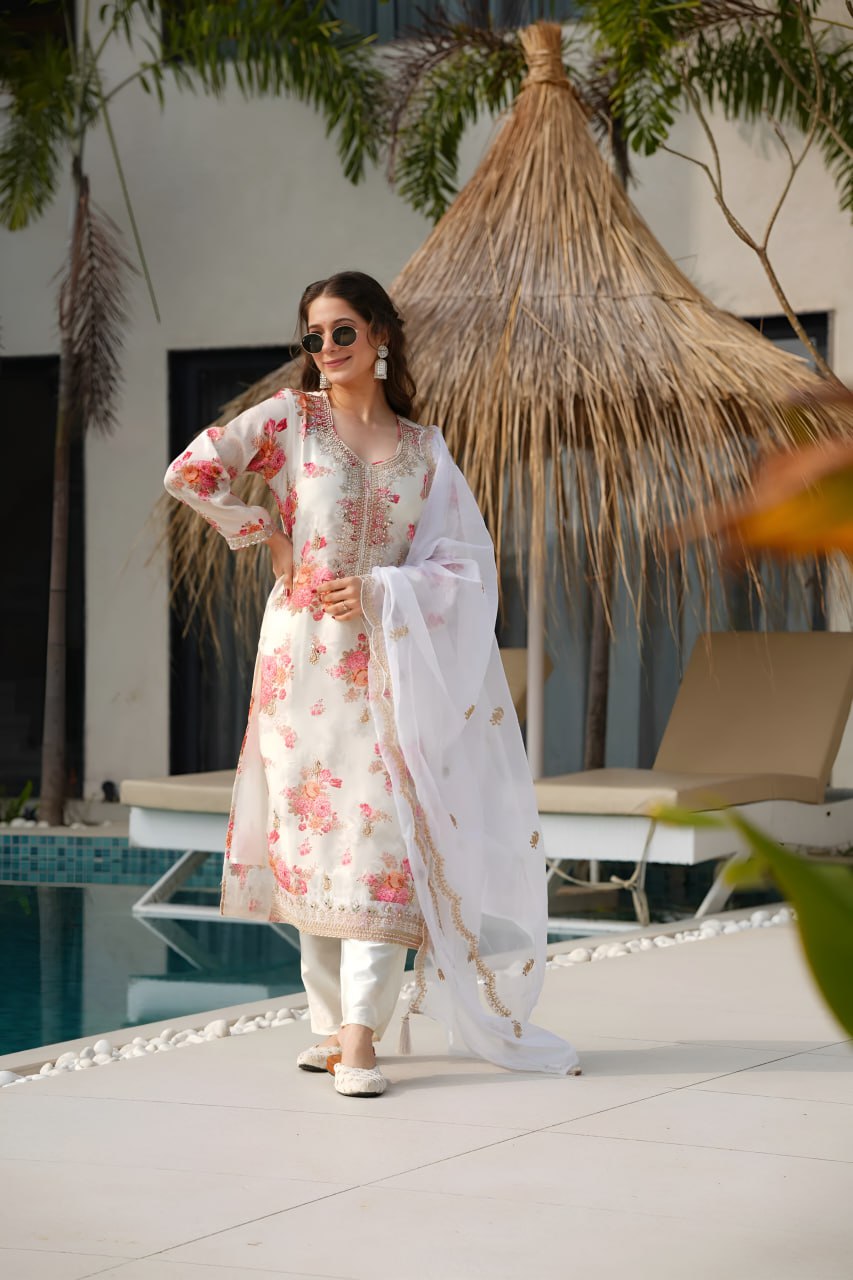 Floral Silk Stitched Suits